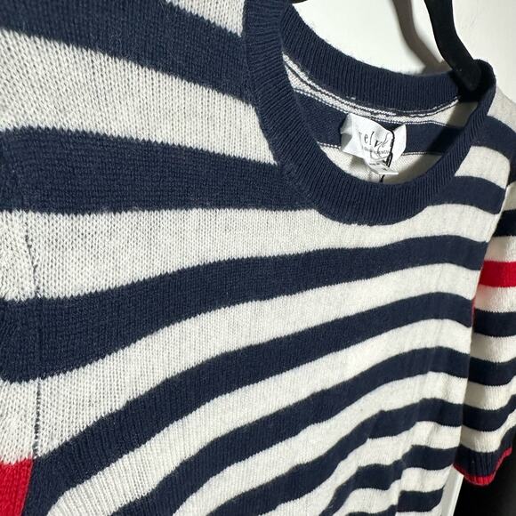 NEW Velvet Graham Spencer Blue White Striped Wool Cashmere Sweater Size Medium - Picture 4 of 10